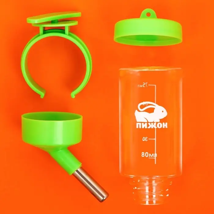 Поилка для грызунов &laquo;Пижон&raquo;, 80 мл, зелёная