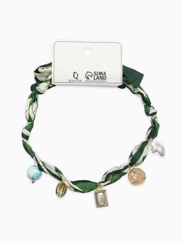 Колье-чокер на платке "Стиль". цвет изумрудный с золотом