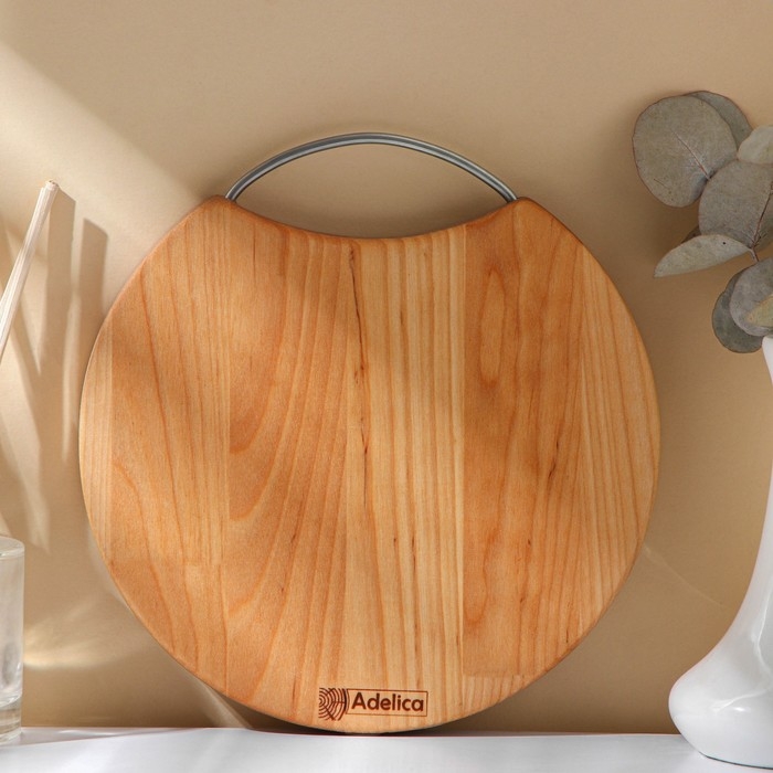 Доска разделочная с металлической ручкой Adelica, d=20×1,8 см, пропитана минеральным маслом, берёза Доска разделочная с металлической ручкой Adelica, d=20×1,8 см, пропитана минеральным маслом, берёза