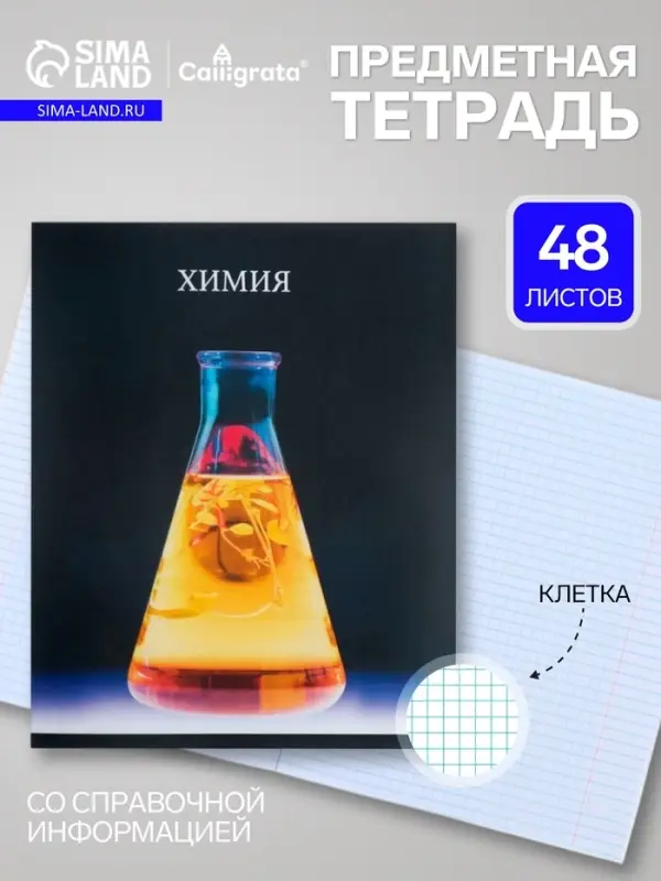 Предметная тетрадь по химии Calligrata TOP &laquo;Школьный стиль&raquo;, 48 листов, в клетку, со справочным материалом, пластиковая обложка
