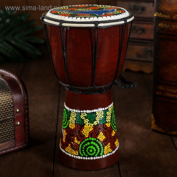Сувенирный музыкальный инструмент Сувенирный музыкальный инструмент "Барабан Джембе Разноцветный" 13x13x24 см, МИКС