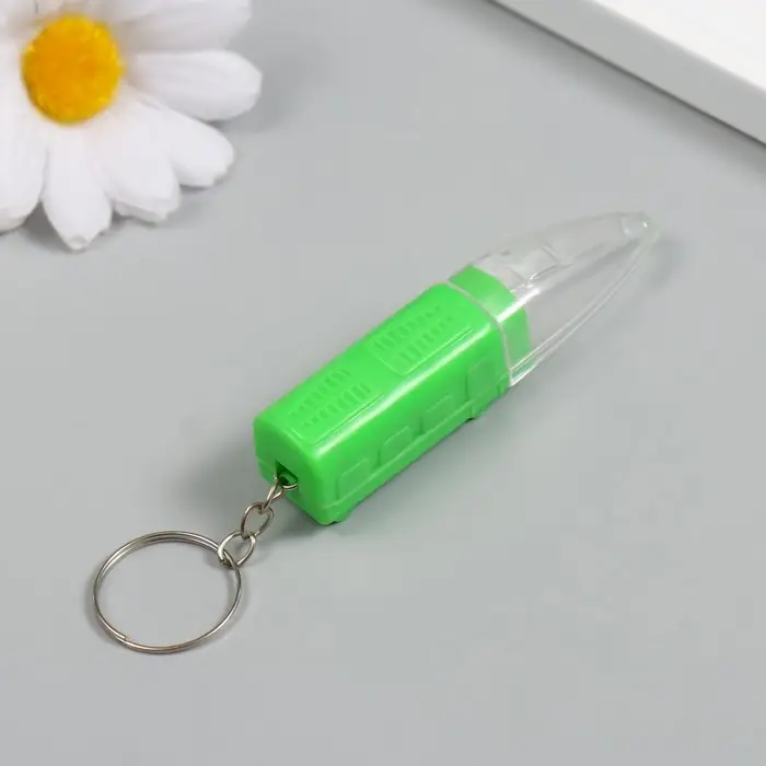 Фонарик брелок для ключей на кольце «Электропоезд», мигает, 7×1.2 см, МИКС