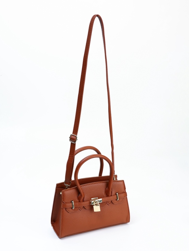 Сумка женская, 23*8*15, длин. ремень, отд. на молнии, рыжий