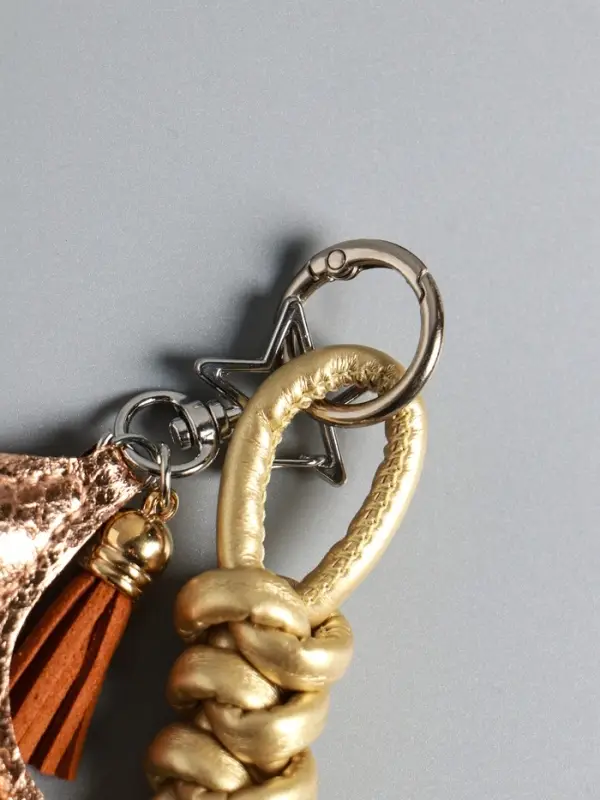 Брелок на карабине кожзам Брелок на карабине кожзам "Терьер" с узлом, золото 14х8х1,2 см