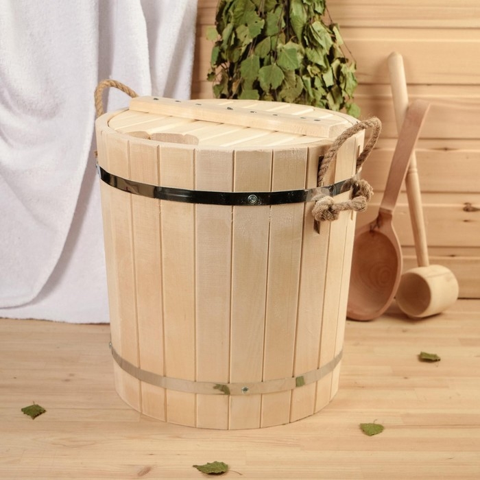 Запарник из липы, 18л, пластиковая вставка, с крышкой,  Запарник из липы, 18л, пластиковая вставка, с крышкой, "Добропаровъ"