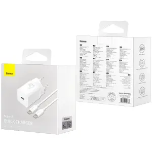 Сетевое зарядное устройство с кабелем Type-C-Type-C PD25W TZCCSUP-L02 Baseus белое