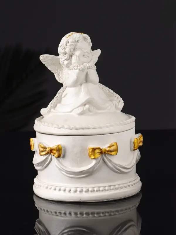 Шкатулка с бантами Шкатулка с бантами "Ангел " 12х9 см, перламутр