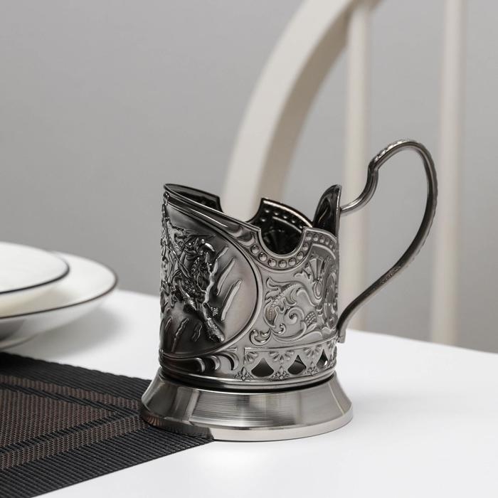 Подстаканник «Тройка», d=72 мм, никелированный, с чернением Подстаканник «Тройка», d=72 мм, никелированный, с чернением