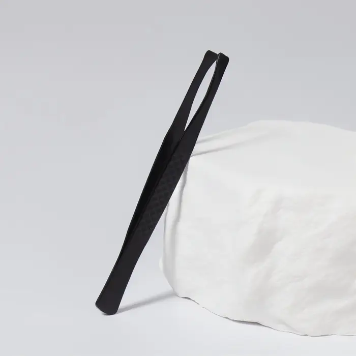 Пинцет прямой, широкий, 9 см, чёрный