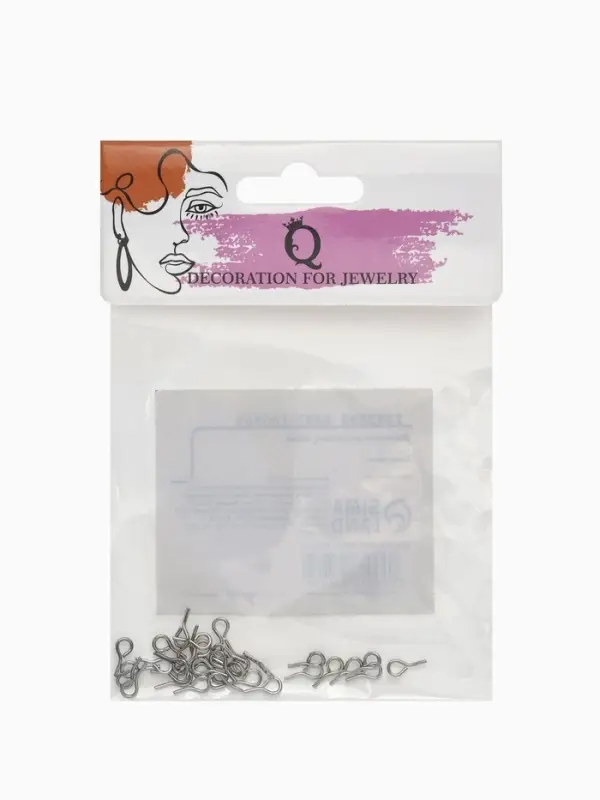 Держатель для кулона клеевой, 7×3 мм (набор 30 шт.), цвет серебро