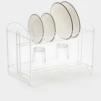 Сушилка для посуды универсальная, разборная, с поддоном, цвет белый 39,5*24*29,5см Сушилка для посуды универсальная, разборная, с поддоном, цвет белый 39,5*24*29,5см