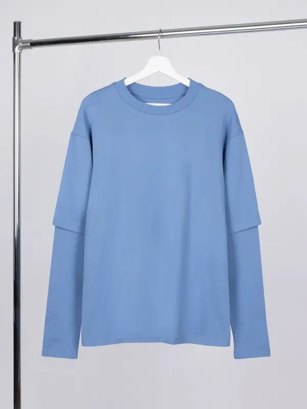 Футболка оверсайз с двойным рукавом Kosmos, синяя, размер XS/S Футболка оверсайз с двойным рукавом Kosmos, синяя, размер XS/S