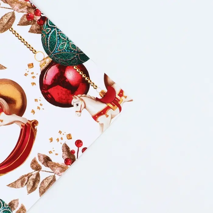 Упаковочная бумага на новый год «Новогодние игрушки», 70 х 100 см, глянцевая