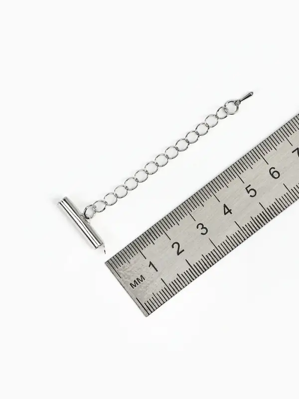 Концевик для браслета из бисера (пара) 20 мм, с цепочкой удлинителем, цвет серебро