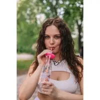 Бутылка для воды &laquo;Цитрусовый бум&raquo;, 450 мл, с трубочкой, МИКС