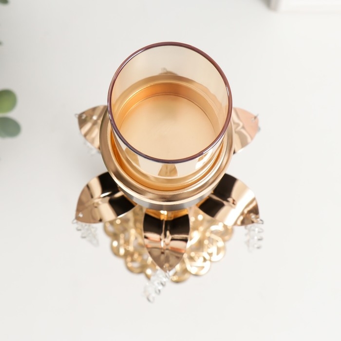 Подсвечник металл на 1 свечу "Цветок. Ажурная подставка" золото, чёрный 32х9,5х9,5 см