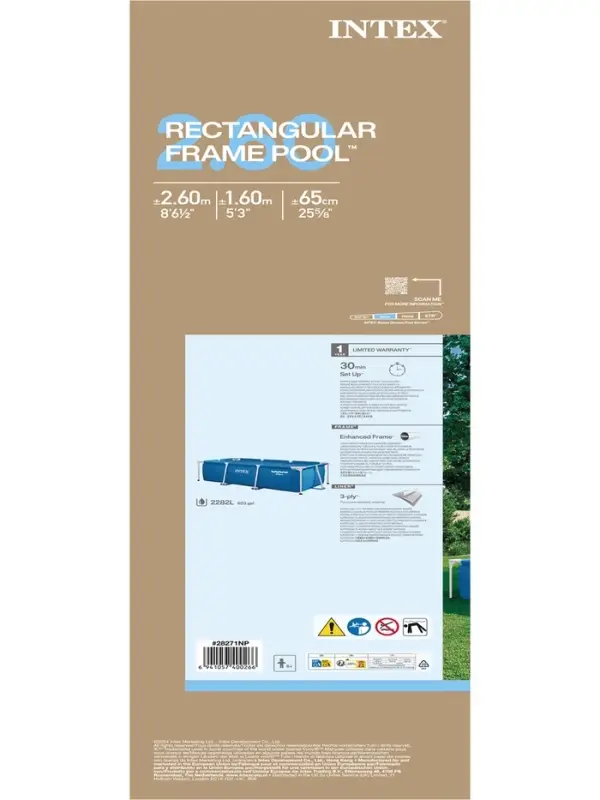 Бассейн каркасный Frame Set, 260&times;160&times;65 см, от 6 лет, прямоугольный, 28271NP INTEX