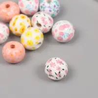 Бусины для творчества дерево "Ассорти цветочков" набор 10 шт 1,6х1,6х1,6 см