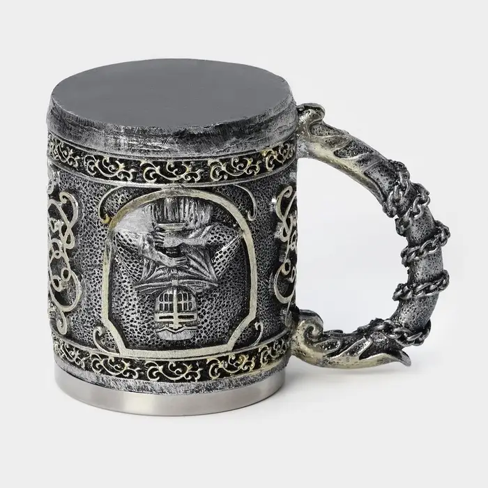 Кружка средневековая &laquo;Рыцарь&raquo;, 400 мл, нержавеющая сталь, серебристая