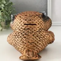 Копилка "Сова с чашкой" 15х18 см, бронза с серебром Копилка "Сова с чашкой" 15х18 см, бронза с серебром