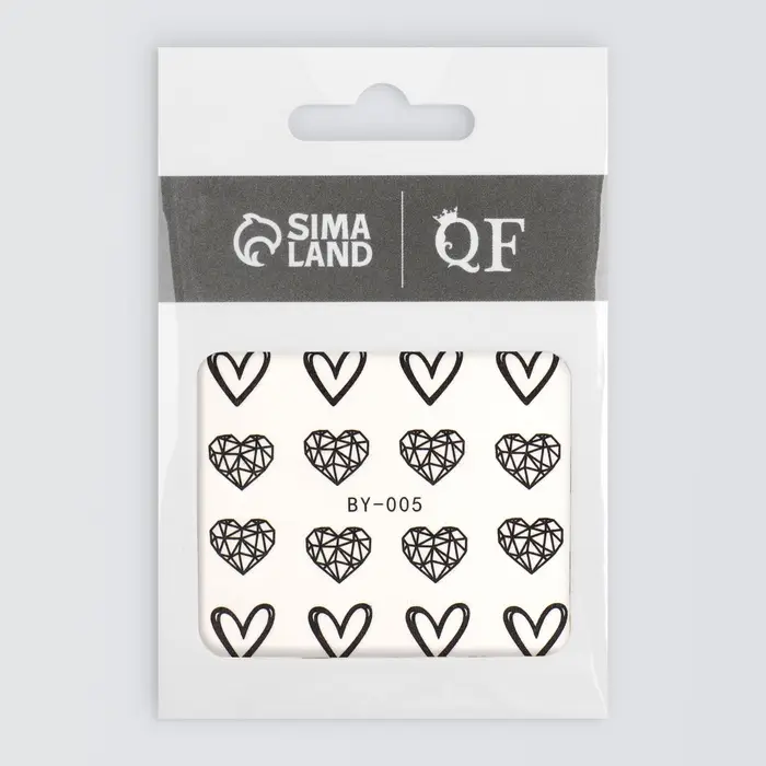 Слайдеры для ногтей «Пустые сердца», чёрные