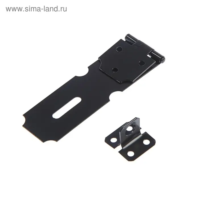 Накладка для навесного замка, с проушиной, L=98 мм, черная Накладка для навесного замка, с проушиной, L=98 мм, черная