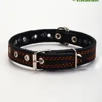 Ошейник кожаный усиленный капроном с полукольцом, 55&times;2.5 см, ОШ 27-53 см, чёрный