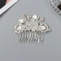 Гребень для волос QF &laquo;Джуди&raquo;, цветок, 8&times;6 см, серебро