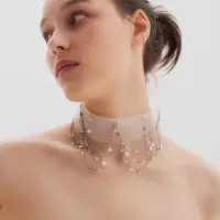 Колье-чокер &laquo;Прозрачное&raquo; тренд, круг, медь, белое в серебре, L=30 см+удлинитель