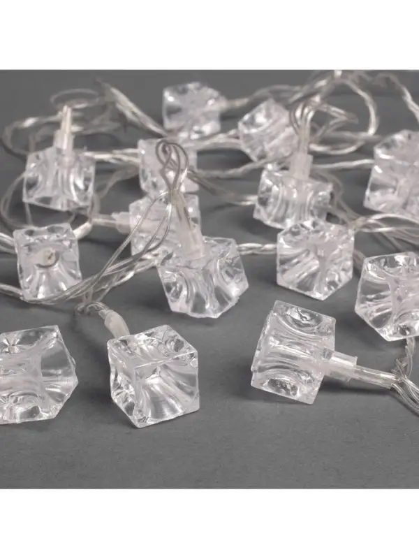 Гирлянда &laquo;Нить&raquo; 5 м с насадками &laquo;Кубики&raquo;, IP20, прозрачная нить, 20 LED, свечение мульти (RG/RB), мигание, 220 В