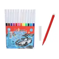 Фломастеры 12 цветов Calligrata &laquo;Машинка&raquo;, невентилируемый колпачок