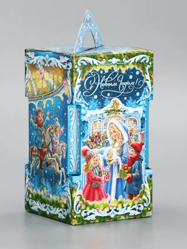 Подарочная новогодняя коробка «Новогодняя карусель», для сладких подарков, 10.6×10.6×18.8 см Подарочная новогодняя коробка «Новогодняя карусель», для сладких подарков, 10.6×10.6×18.8 см