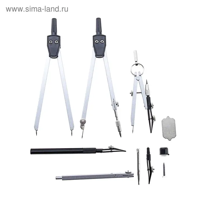 Готовальня Calligrata, 9 предметов (3 циркуля: 150 мм, 150 мм, 105 мм, 2 рейсфедера, 2 удлинителя, грифель, центрик, отвёртка), в пластиковом пенале