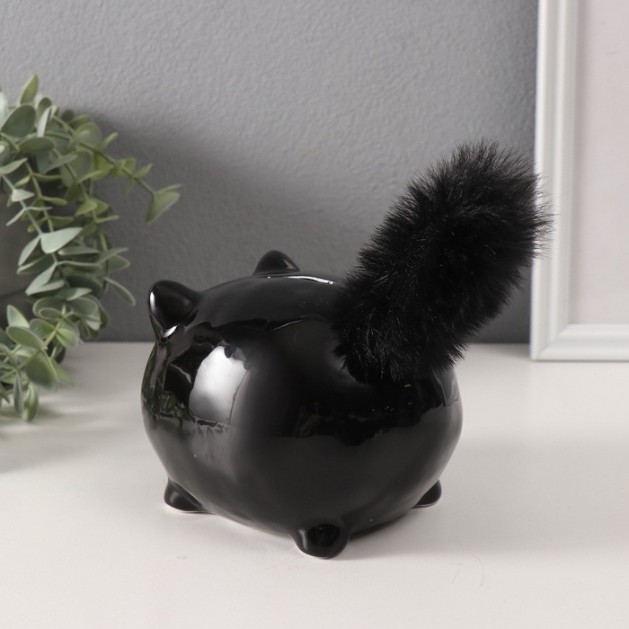 Копилка керамика Копилка керамика "Чёрный котёнок с пушистым хвостом" 11х9х15 см