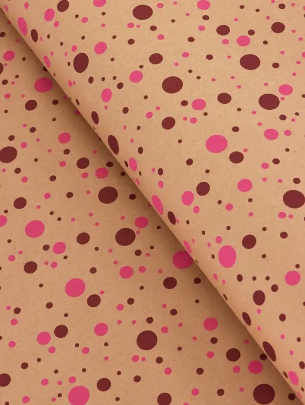 Крафт бумага «Конфетти» розовый/бордовый на коричневом фоне, 0.72×10±5% м, 60 г Крафт бумага «Конфетти» розовый/бордовый на коричневом фоне, 0.72×10±5% м, 60 г