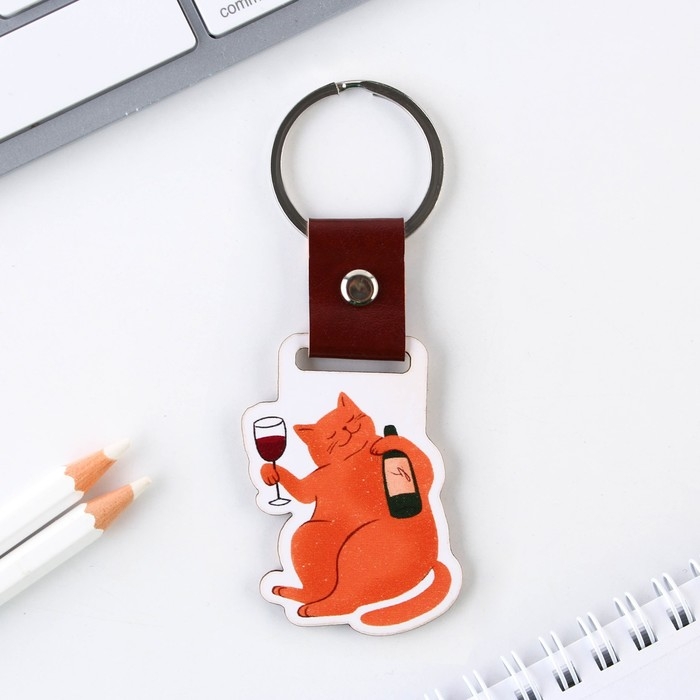 Брелок для ключей деревянный &laquo;Котик&raquo;, 7 х 3,6 см