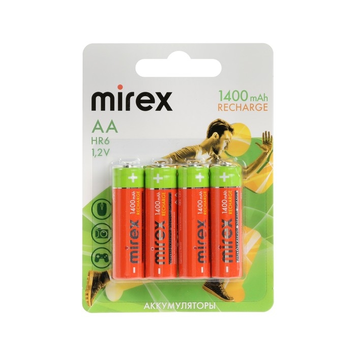 Аккумулятор Mirex, Ni-Mh, AA, HR6-4BL, 1.2В, 1400 мАч, блистер, 4 шт. Аккумулятор Mirex, Ni-Mh, AA, HR6-4BL, 1.2В, 1400 мАч, блистер, 4 шт.