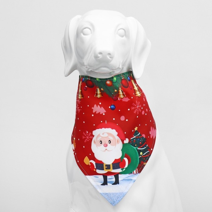 Новый год. Бандана для животных  Новый год. Бандана для животных "Дед Мороз", размер S (ОШ до 42 см)
