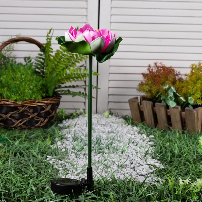 Садовый светильник на солнечной батарее «Лотос», 70 см, 1 LED, свечение белое Садовый светильник на солнечной батарее «Лотос», 70 см, 1 LED, свечение белое