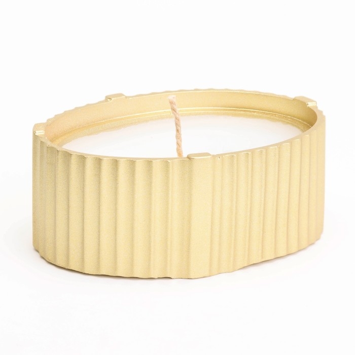 Свеча  Свеча "Овал" в подсвечнике с узкими гранями, 9х6,5х4см, золото