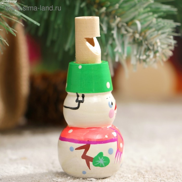 Свистулька «Снеговик», 3х7 см, микс, ручная роспись Свистулька «Снеговик», 3х7 см, микс, ручная роспись