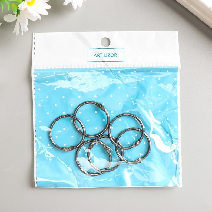 Кольца для творчества (для фотоальбомов) Кольца для творчества (для фотоальбомов) "Чёрное" внутр. d= 2,5 см внешн. d=3 см набор 6 шт