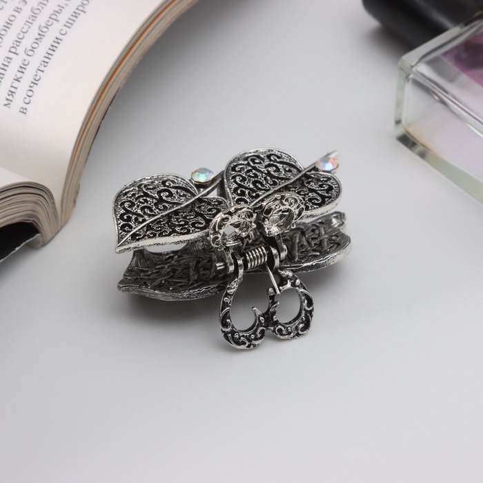 Краб для волос Краб для волос "Лаура" листочки, 5,5 см, серебро