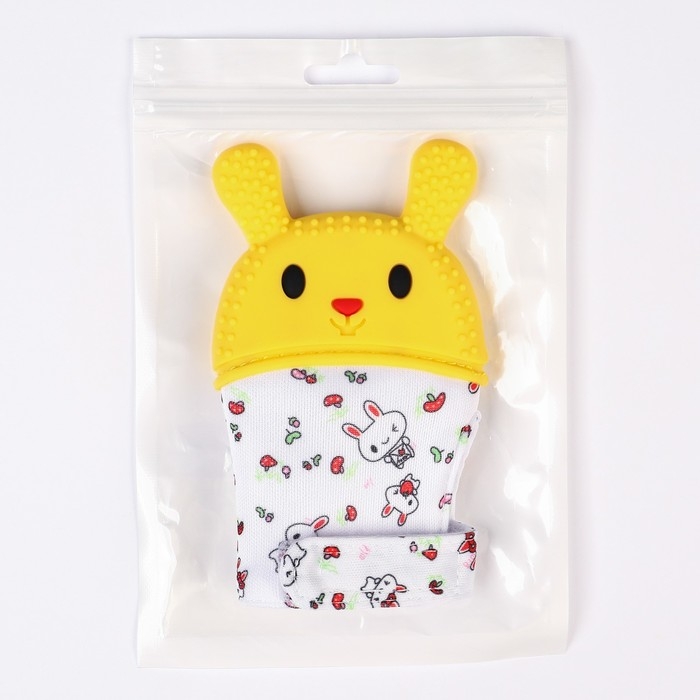 Прорезыватель-рукавичка «Зайка», цвет красный/желтый, Крошка Я Прорезыватель-рукавичка «Зайка», цвет красный/желтый, Крошка Я