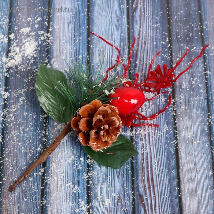 Декор  Декор "Зимнее очарование" алые ветки и цветок 16 см