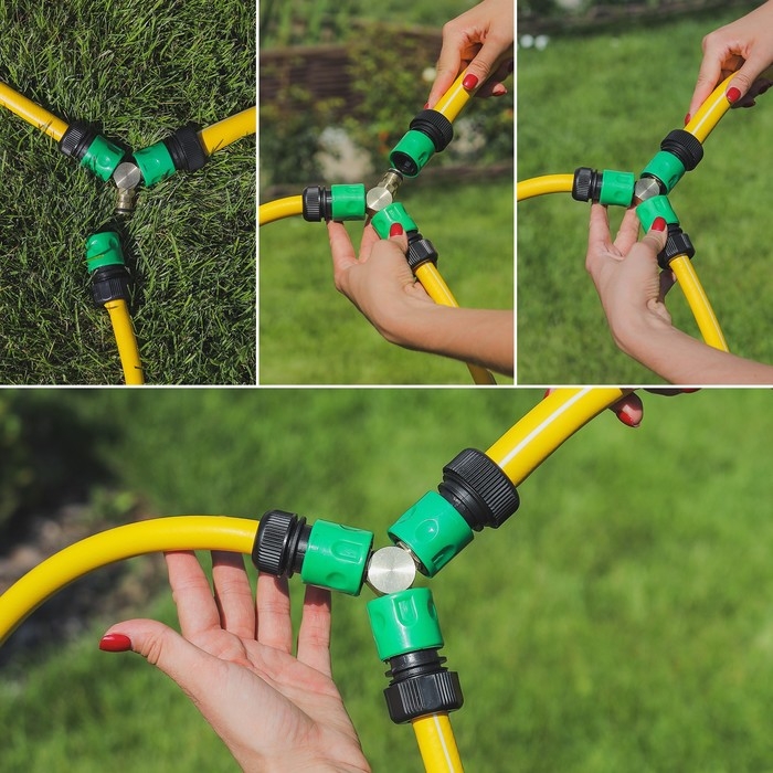 Тройник, быстросъёмное соединение, латунь, Greengo Тройник, быстросъёмное соединение, латунь, Greengo