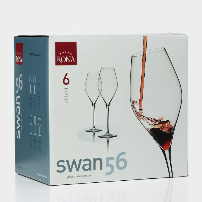 Набор бокалов для вина Swan, 560 мл, хрустальное стекло, 6 шт Набор бокалов для вина Swan, 560 мл, хрустальное стекло, 6 шт