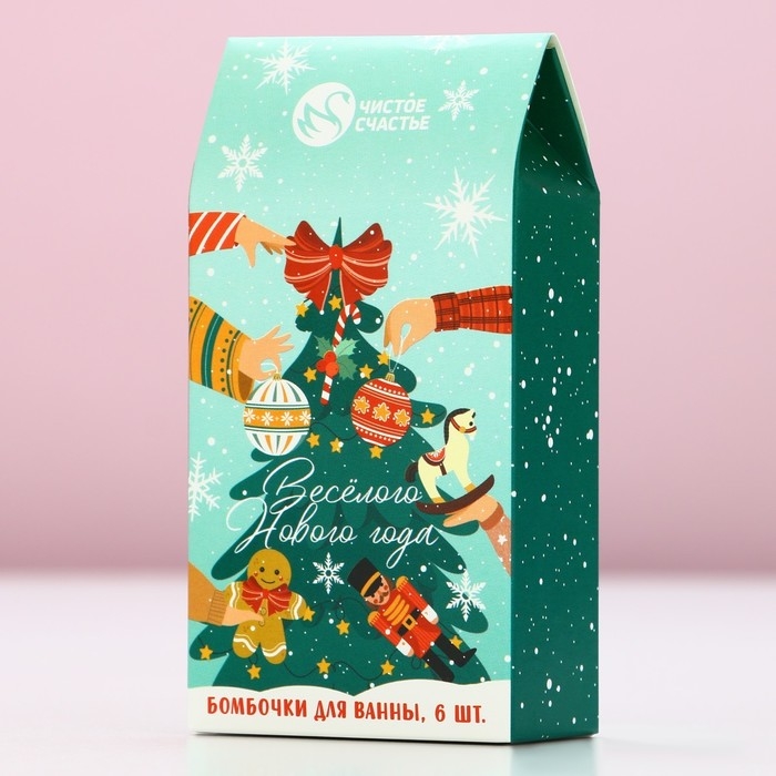 Подарочный набор косметики «Весёлого Нового Года», бомбочки для ванны, 6 х 20 г, аромат брусничного сиропа, сладкой ваты и яблочного штруделя, ЧИСТОЕ СЧАСТЬЕ Подарочный набор косметики «Весёлого Нового Года», бомбочки для ванны, 6 х 20 г, аромат брусничного сиропа, сладкой ваты и яблочного штруделя, ЧИСТОЕ СЧАСТЬЕ