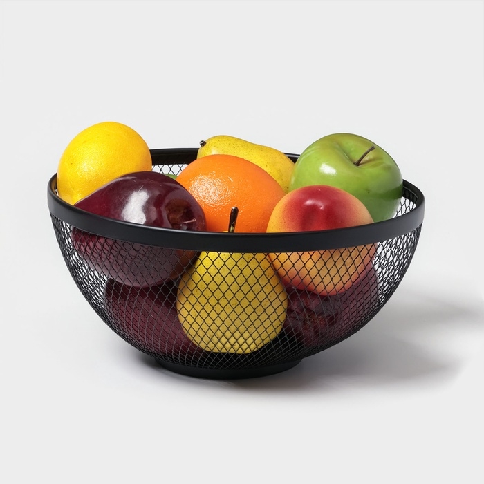 Фруктовница Доляна «Сетка», 26,5×26,5×12,8 см, чёрная