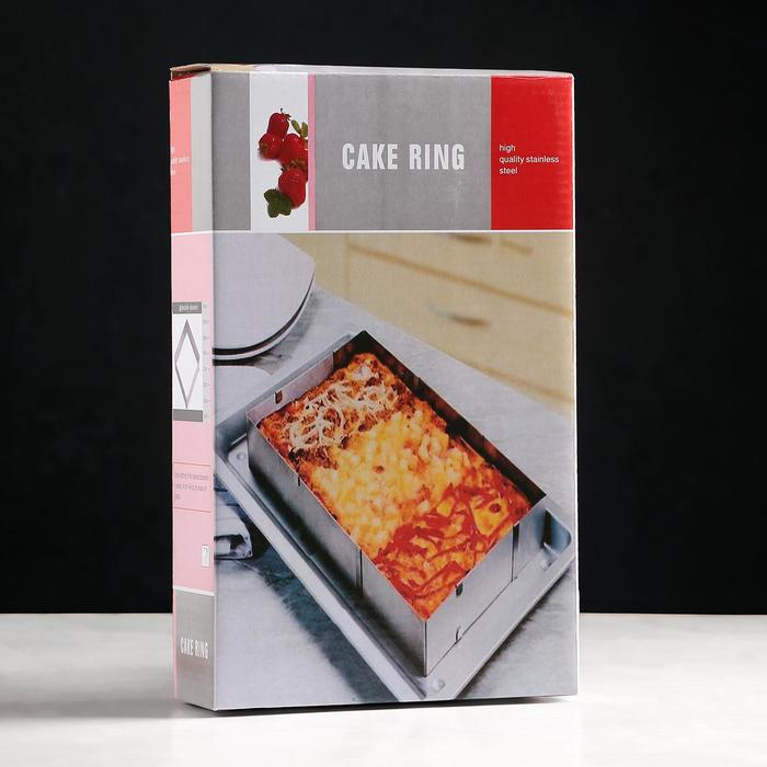 Форма для выкладки и выпечки с регулировкой размера, 18,5&times;28 - 34&times;54 см, высота 5 см, цвет серебристый